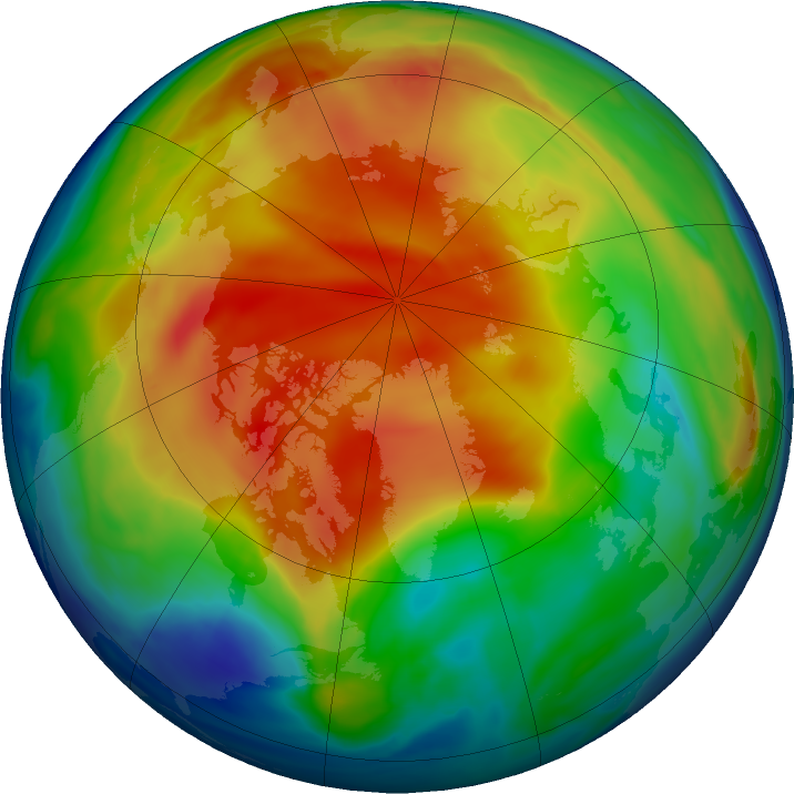 Arctic ozone map for 07 January 2019